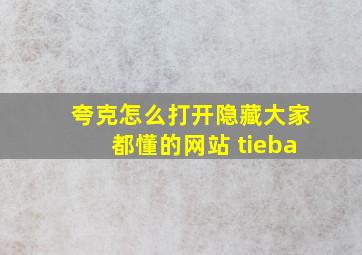 夸克怎么打开隐藏大家都懂的网站 tieba